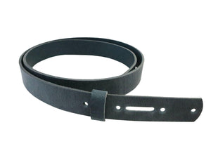 Navy Blue Crazy Horse Buffalo Leather Belt Blank With Matching Keeper, 48" - 60" Length - Stonestreet Leather