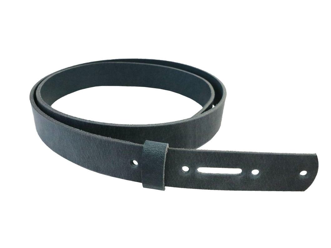 Navy Blue Crazy Horse Buffalo Leather Belt Blank With Matching Keeper, 48
