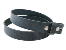 Cargar imagen en el visor de la galería, Navy Blue Crazy Horse Buffalo Leather Belt Blank With Snaps &amp; Matching Keeper, 50&quot; - 60&quot;+ Length, Choice of Snap Color - Stonestreet Leather
