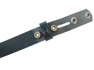 Navy Blue Crazy Horse Buffalo Leather Belt Blank With Snaps & Matching Keeper, 50" - 60"+ Length, Choice of Snap Color - Stonestreet Leather