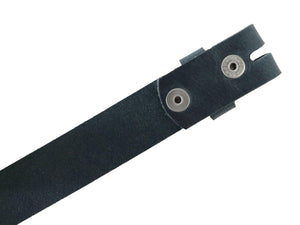 Navy Blue Crazy Horse Buffalo Leather Belt Blank With Snaps & Matching Keeper, 50" - 60"+ Length, Choice of Snap Color - Stonestreet Leather