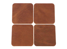 Cargar imagen en el visor de la galería, Peanut (Light Brown) West Tan Water Buffalo Leather, Square Coaster Shapes, 4&quot;x4&quot; - Stonestreet Leather
