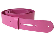 Load image into Gallery viewer, Pink Vegetable Tanned Leather Belt Blank w/ Matching Keeper | 60&quot; - 72&quot; Length - Stonestreet Leather

