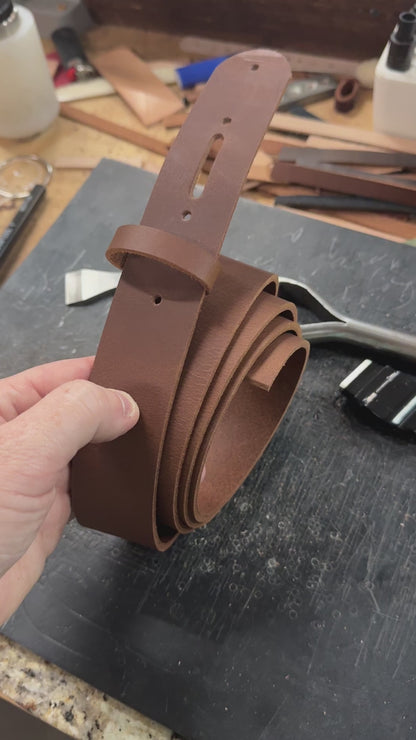 Matte Peanut West Tan Light Brown Buffalo Leather Belt Blank With Matching Keeper, 48"-60" Length