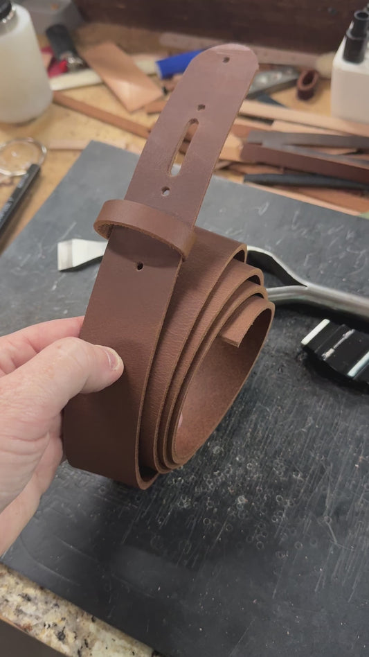 Matte Peanut West Tan Light Brown Buffalo Leather Belt Blank With Matching Keeper, 48"-60" Length
