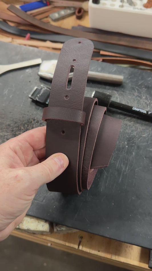 Burgundy leather belt blank vidoe