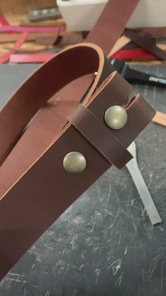 matte brown west tan belt strip