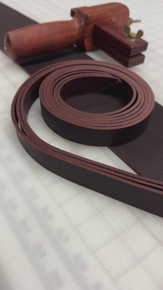 West Tan Matte Burgundy Buffalo Leather Strip, 48”-60” in Length