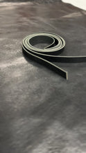 Cargar y reproducir el video en el visor de la galería, Black Vintage Glazed Buffalo Leather Strip, 48”- 60” Length, Black
