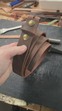 Load and play video in Gallery viewer, Crazy Horse leather belt blank with snaps
