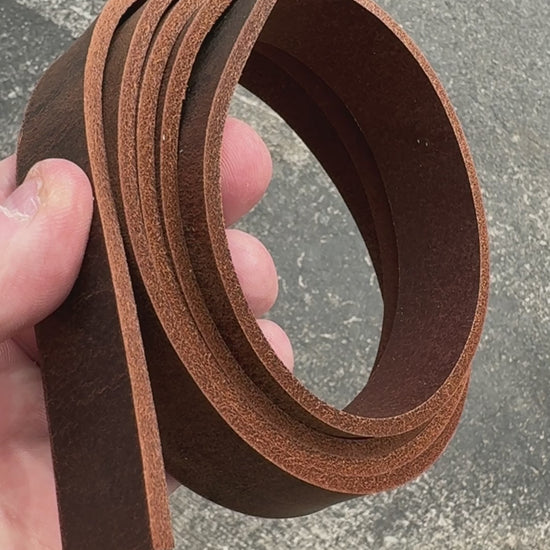 Brown crazy horse leather strip