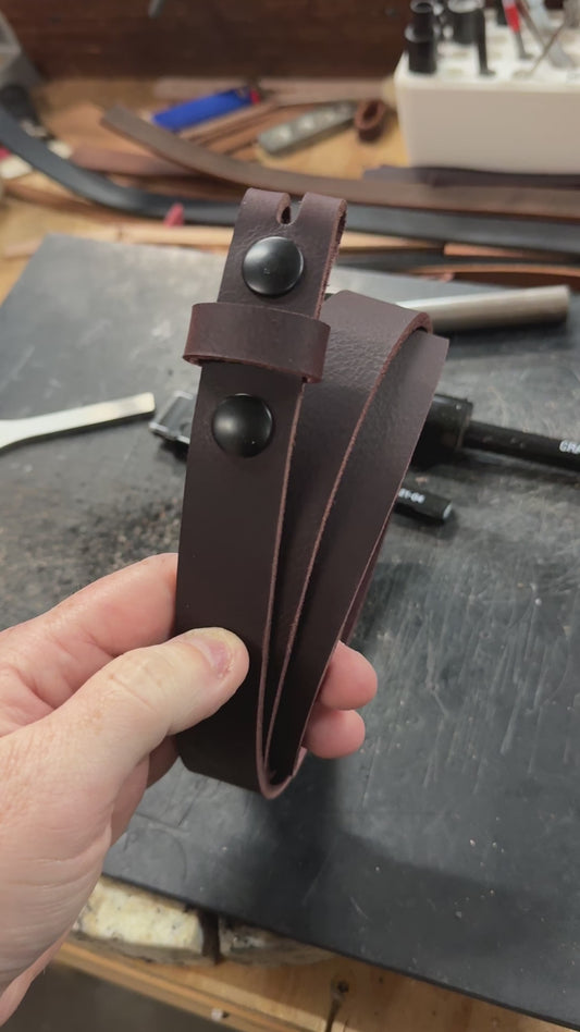 Matte Burgundy West Tan Buffalo Leather Belt Blank With Snaps & Keeper, 50"-60" Length, Choice Of Snaps