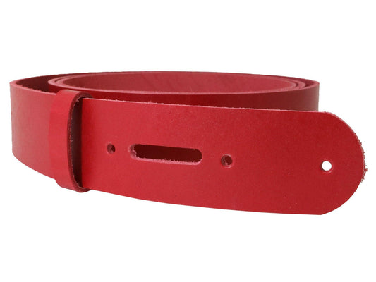 Red Vegetable Tanned Leather Belt Blank w/ Matching Keeper - 60" - 72" Length - Stonestreet Leather