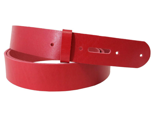 Red Vegetable Tanned Leather Belt Blank w/ Matching Keeper - 60" - 72" Length - Stonestreet Leather
