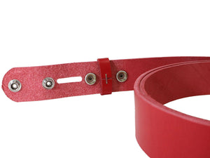 Red Vegetable Tanned Leather Belt Blank W/ Snaps and Matching Keeper - 60" - 72" Length - Stonestreet Leather