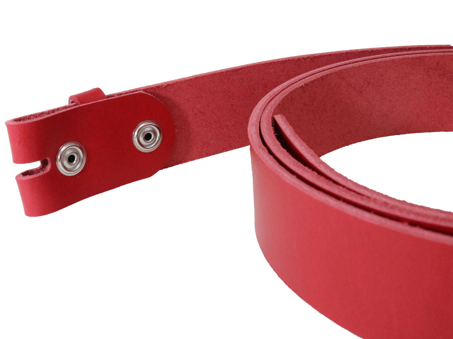 Red Vegetable Tanned Leather Belt Blank W/ Snaps and Matching Keeper - 60" - 72" Length - Stonestreet Leather