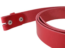 Load image into Gallery viewer, Red Vegetable Tanned Leather Belt Blank W/ Snaps and Matching Keeper - 60&quot; - 72&quot; Length - Stonestreet Leather
