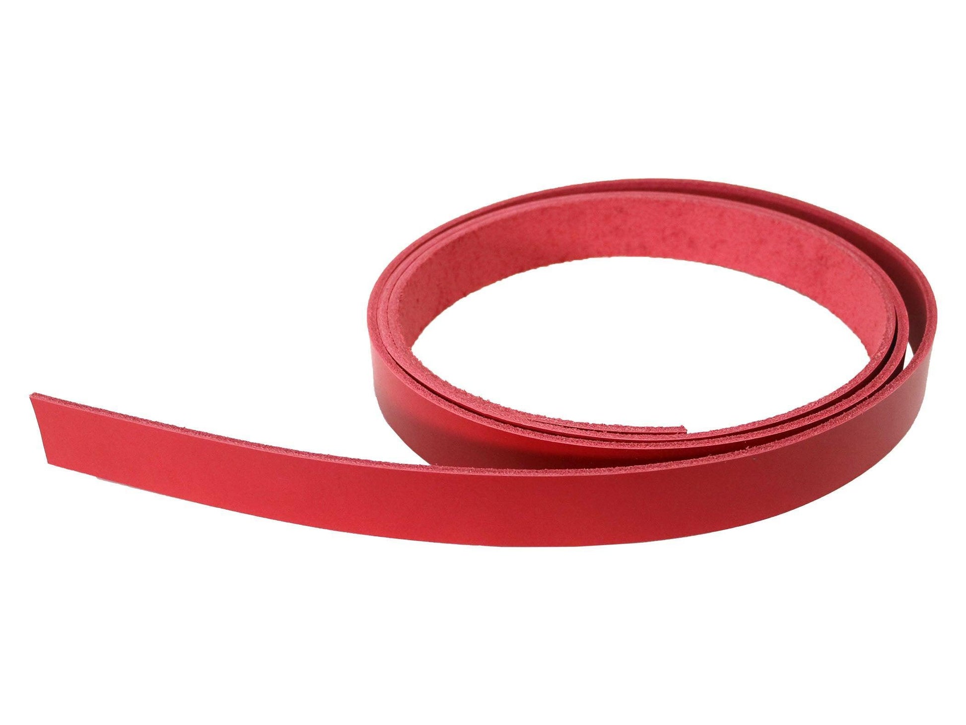 Red Vegetable Tanned Leather Strip, 72” in Length, Premium Grade Leather - Stonestreet Leather