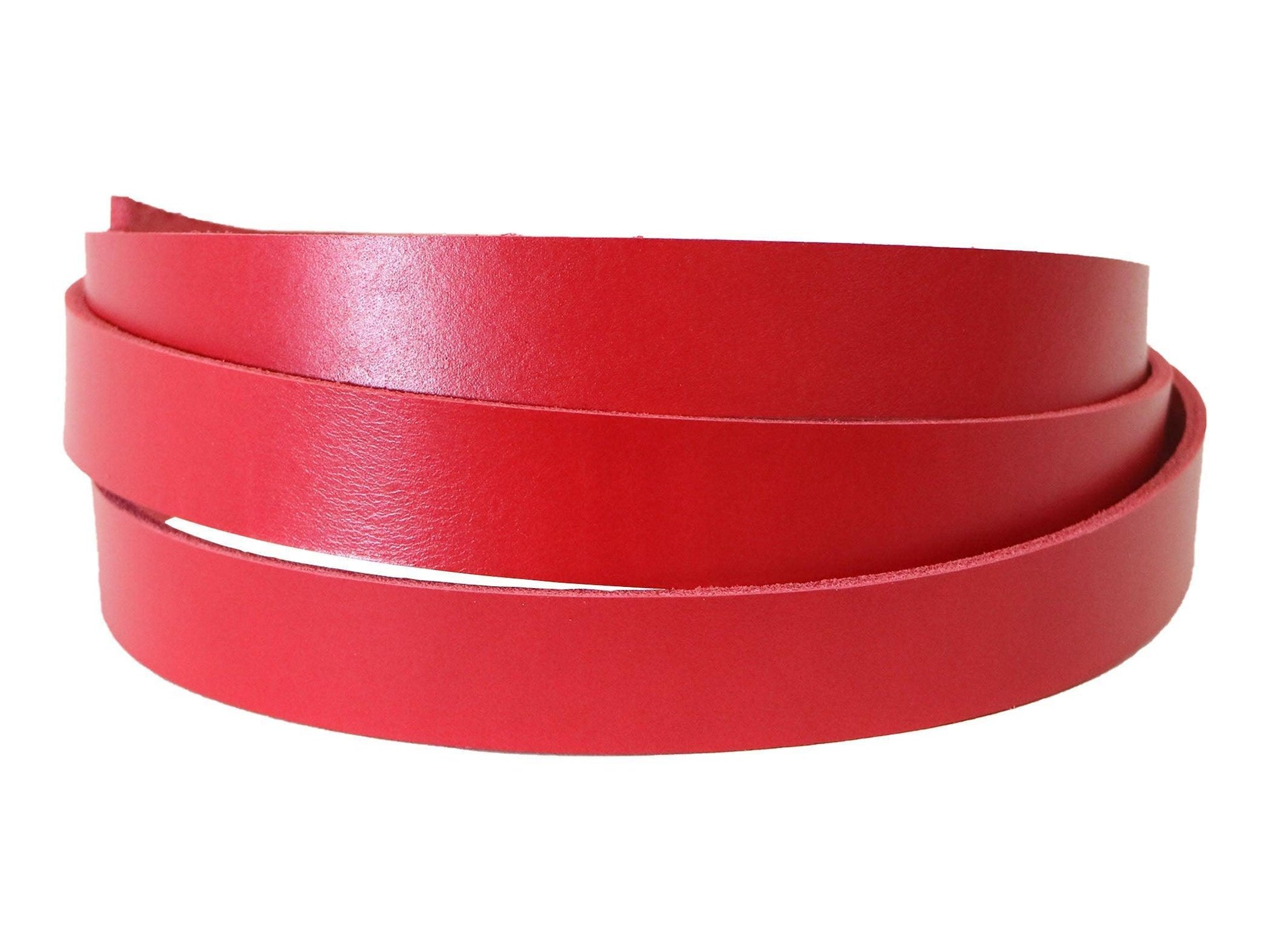 Red Vegetable Tanned Leather Strip, 72” in Length, Premium Grade Leather - Stonestreet Leather