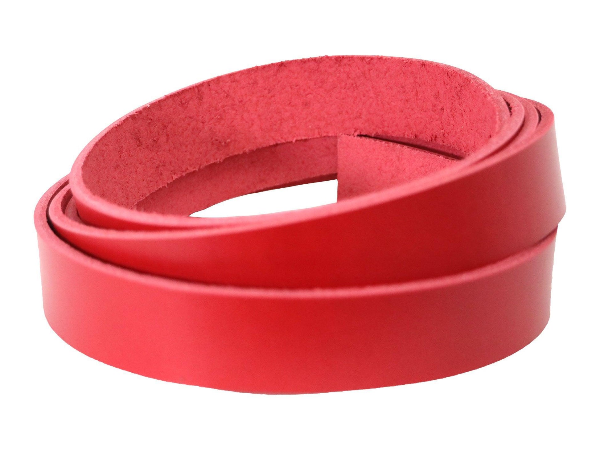 Red Vegetable Tanned Leather Strip, 72” in Length, Premium Grade Leather - Stonestreet Leather