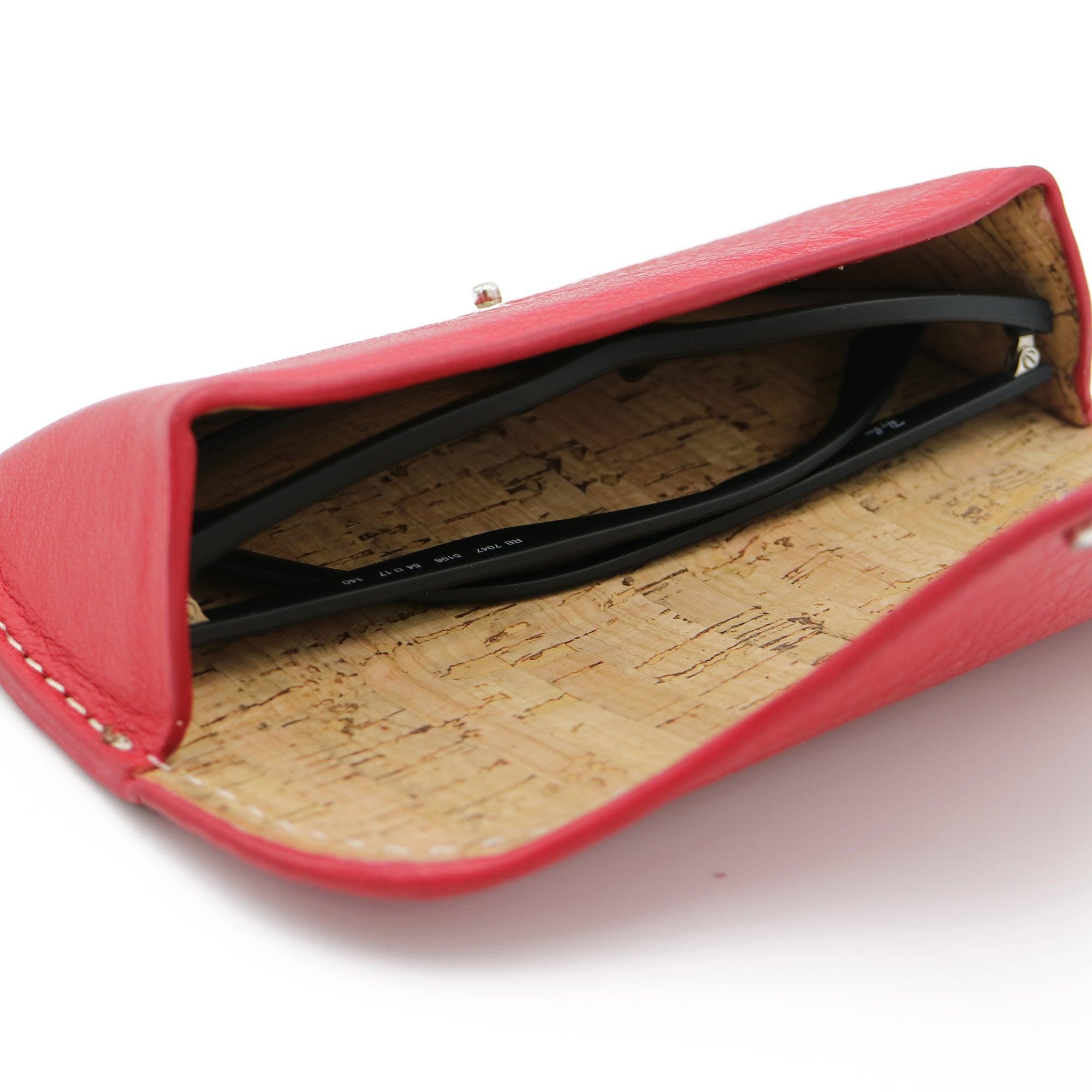 Sunglass Case - Italian Pebble Grain Leather Lined with Cork - Stonestreet Leather