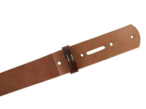 Tan Brown Vintage Glazed Buffalo Leather Belt Blank With Matching Keeper, 48" - 60" Length - Stonestreet Leather