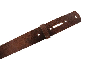 Tan Brown Vintage Glazed Buffalo Leather Belt Blank With Matching Keeper, 48" - 60" Length - Stonestreet Leather