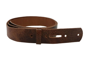 Tan Brown Vintage Glazed Buffalo Leather Belt Blank With Matching Keeper, 48" - 60" Length - Stonestreet Leather