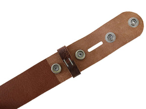 Tan Vintage Glazed, Buffalo Leather Belt Blank With Snaps & Matching Keeper, 48" - 60"+ Length, Choice of Snap Color - Stonestreet Leather