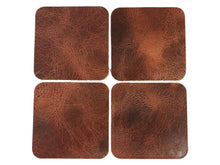 Cargar imagen en el visor de la galería, Tan Vintage Glazed Square Water Buffalo Leather, Square Coaster Shapes, 4&quot;x4&quot; - Stonestreet Leather
