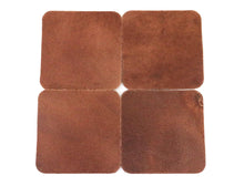 Cargar imagen en el visor de la galería, Tan Vintage Glazed Square Water Buffalo Leather, Square Coaster Shapes, 4&quot;x4&quot; - Stonestreet Leather
