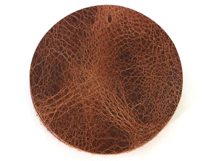 Tan Vintage Glazed Water Buffalo Leather, Round Coaster Shapes, 4"x4" - Stonestreet Leather