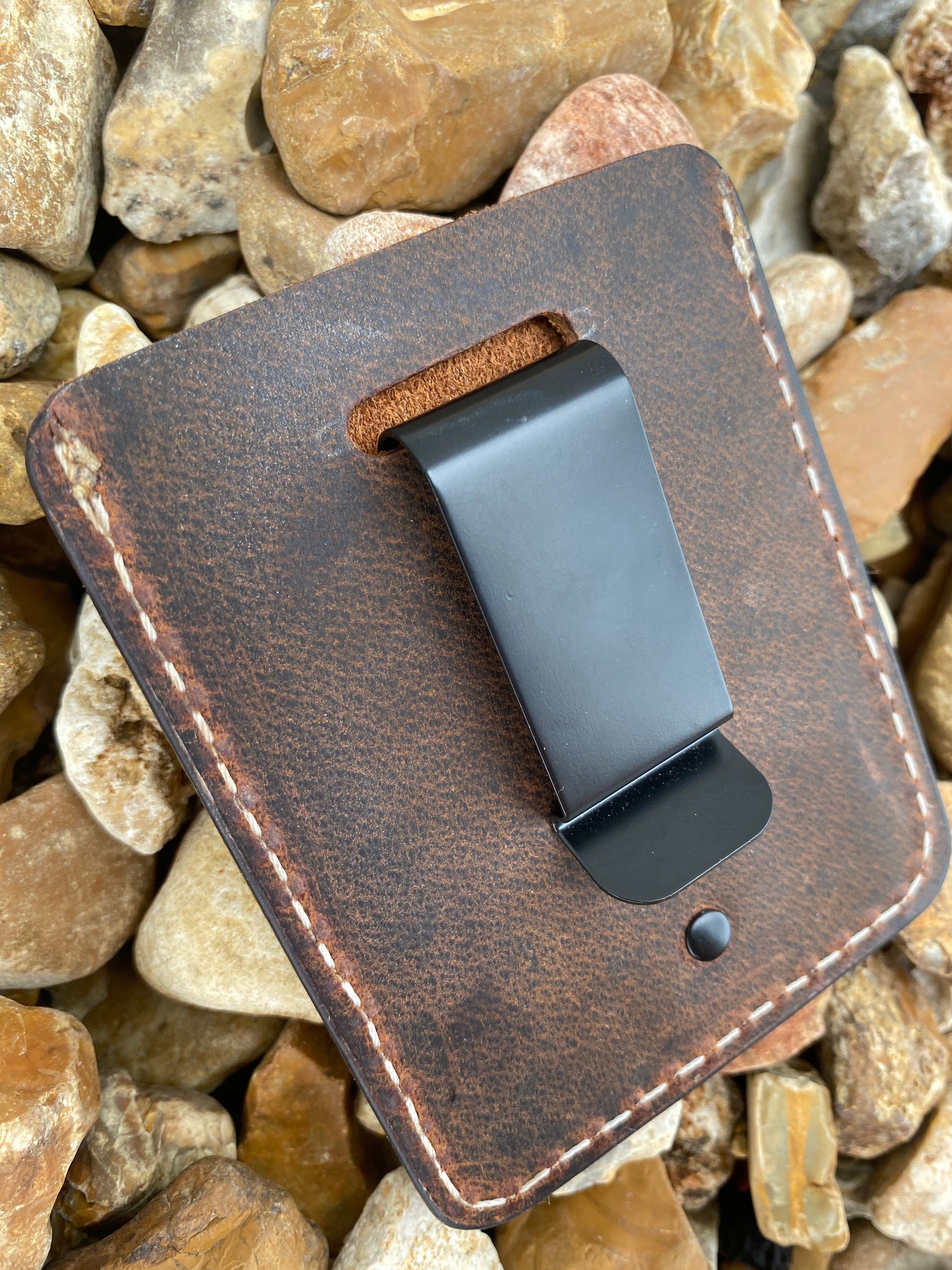 Three Pocket Minimalist Wallet With Money Clip - Crazy Horse Buffalo Leather - Stonestreet Leather