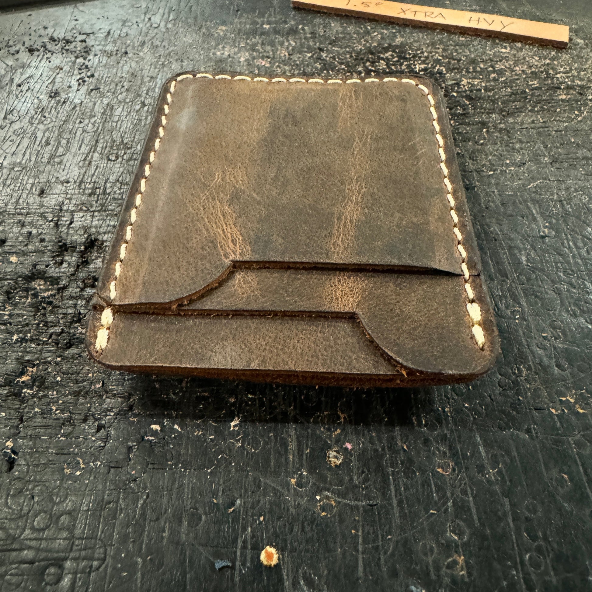 Three Pocket Minimalist Wallet With Money Clip - Crazy Horse Buffalo Leather - Stonestreet Leather