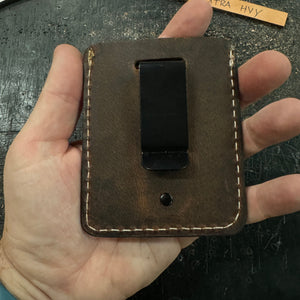 Three Pocket Minimalist Wallet With Money Clip - Crazy Horse Buffalo Leather - Stonestreet Leather