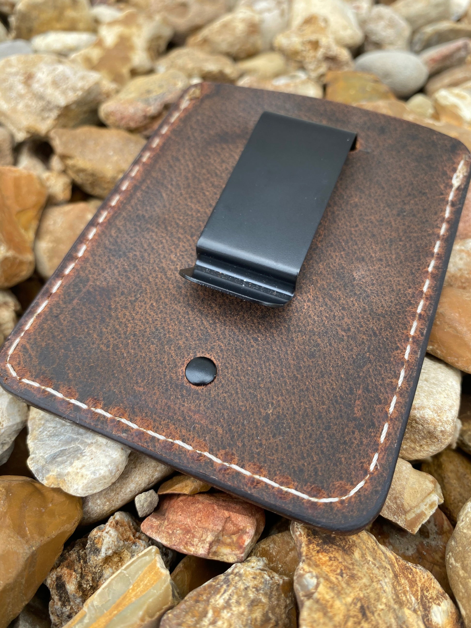 Three Pocket Minimalist Wallet With Money Clip - Crazy Horse Buffalo Leather - Stonestreet Leather