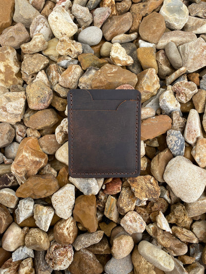 Three Pocket Minimalist Wallet With Money Clip - Crazy Horse Buffalo Leather - Stonestreet Leather