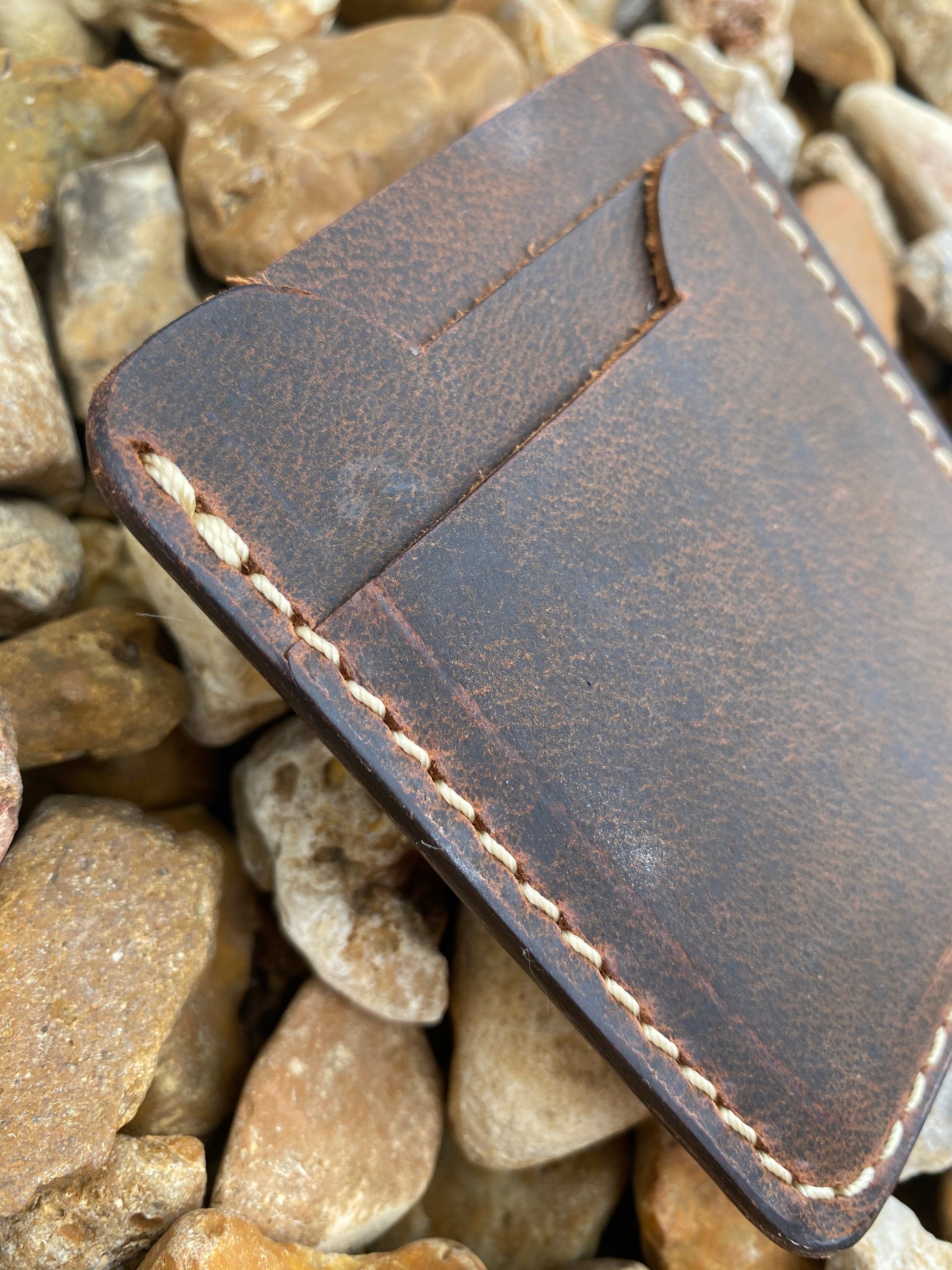 Three Pocket Minimalist Wallet With Money Clip - Crazy Horse Buffalo Leather - Stonestreet Leather