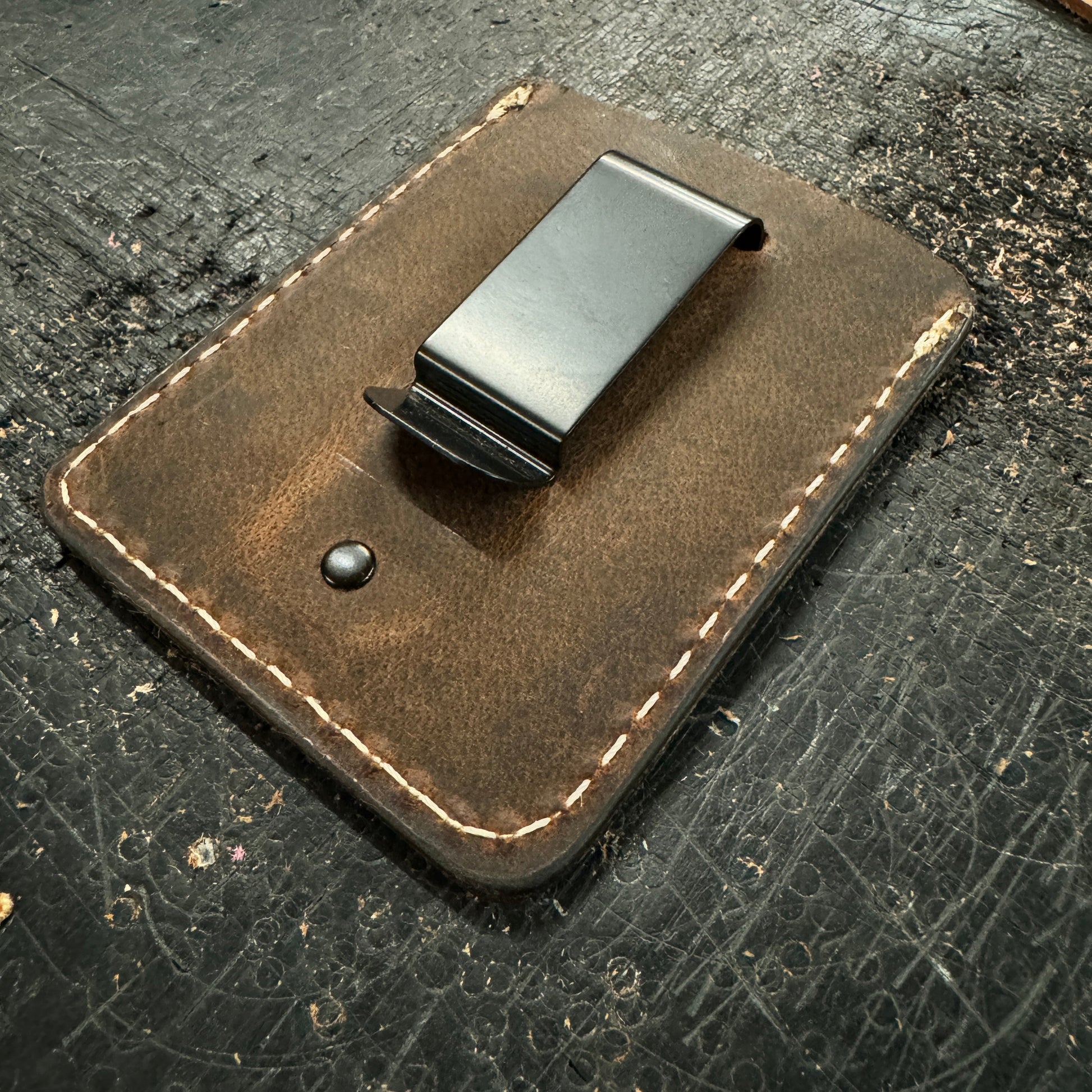 Three Pocket Minimalist Wallet With Money Clip - Crazy Horse Buffalo Leather - Stonestreet Leather