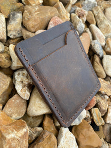 Three Pocket Minimalist Wallet With Money Clip - Crazy Horse Buffalo Leather - Stonestreet Leather