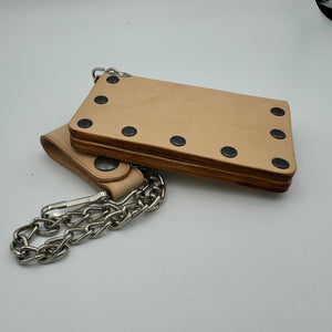 Veg Tan Biker Bifold Chain Wallet - Natural Vegetable Tanned Cowhide Leather with Gun Metal Hardware - Stonestreet Leather