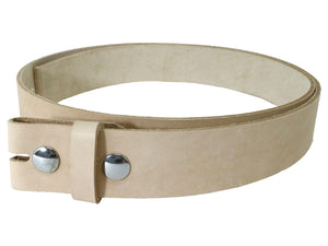 Vegetable Tanned Leather Belt Blank W/ Snaps and Matching Keeper, 48 - 60" Length, Natural Veg Tan - Stonestreet Leather