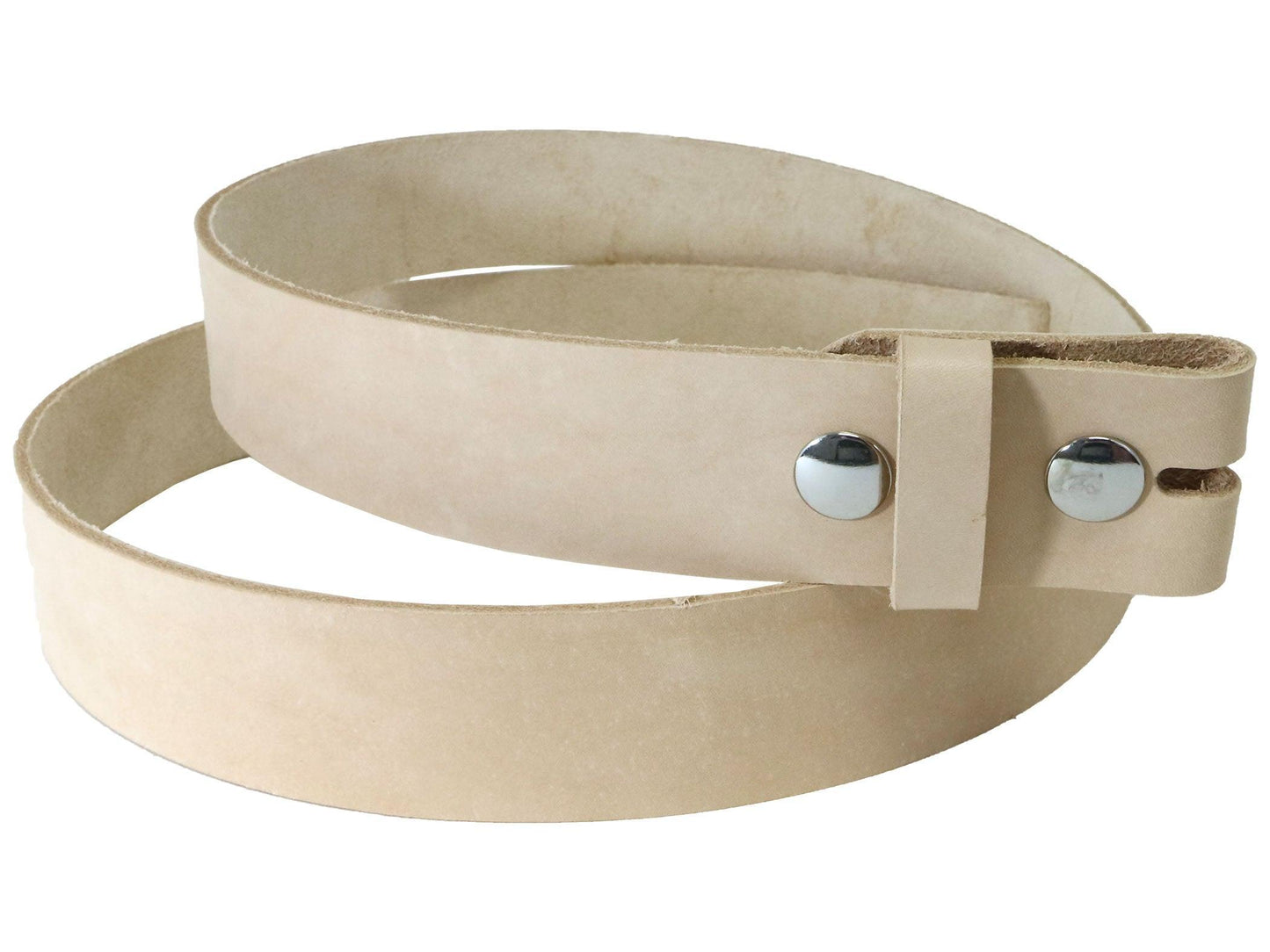 Vegetable Tanned Leather Belt Blank W/ Snaps and Matching Keeper, 48 - 60" Length, Natural Veg Tan - Stonestreet Leather