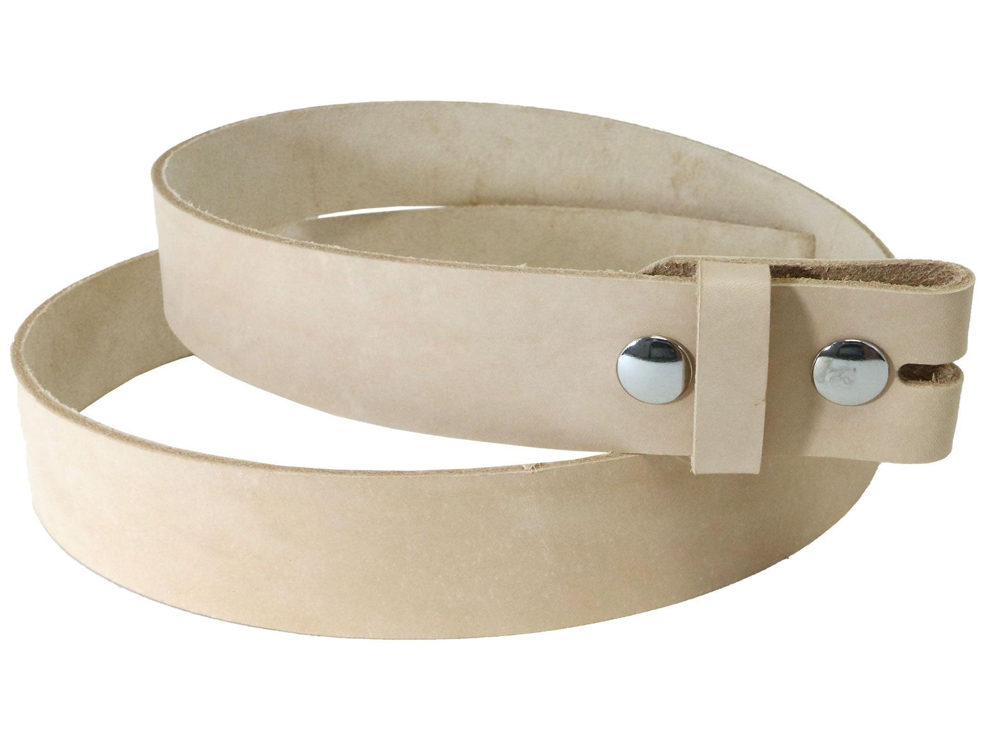 Vegetable Tanned Leather Belt Blank W/ Snaps and Matching Keeper, 48 - 60" Length, Natural Veg Tan - Stonestreet Leather