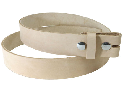 Vegetable Tanned Leather Belt Blank W/ Snaps and Matching Keeper, 48 - 60" Length, Natural Veg Tan - Stonestreet Leather