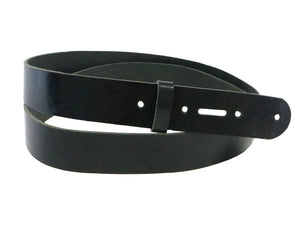 Black Vintage Glazed Buffalo Leather Belt Blank With Matching Keeper, 50"-60" Length - Stonestreet Leather