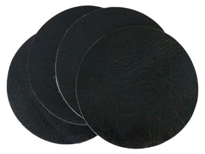 Black Vintage Glazed Water Buffalo Leather Round Coaster Shapes, 4"x4" - Stonestreet Leather