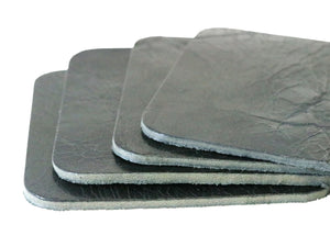 Black Vintage Glazed, Water Buffalo Leather Square Coaster Shapes, 4"x4" - Stonestreet Leather