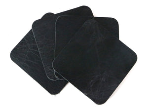 Black Vintage Glazed, Water Buffalo Leather Square Coaster Shapes, 4"x4" - Stonestreet Leather