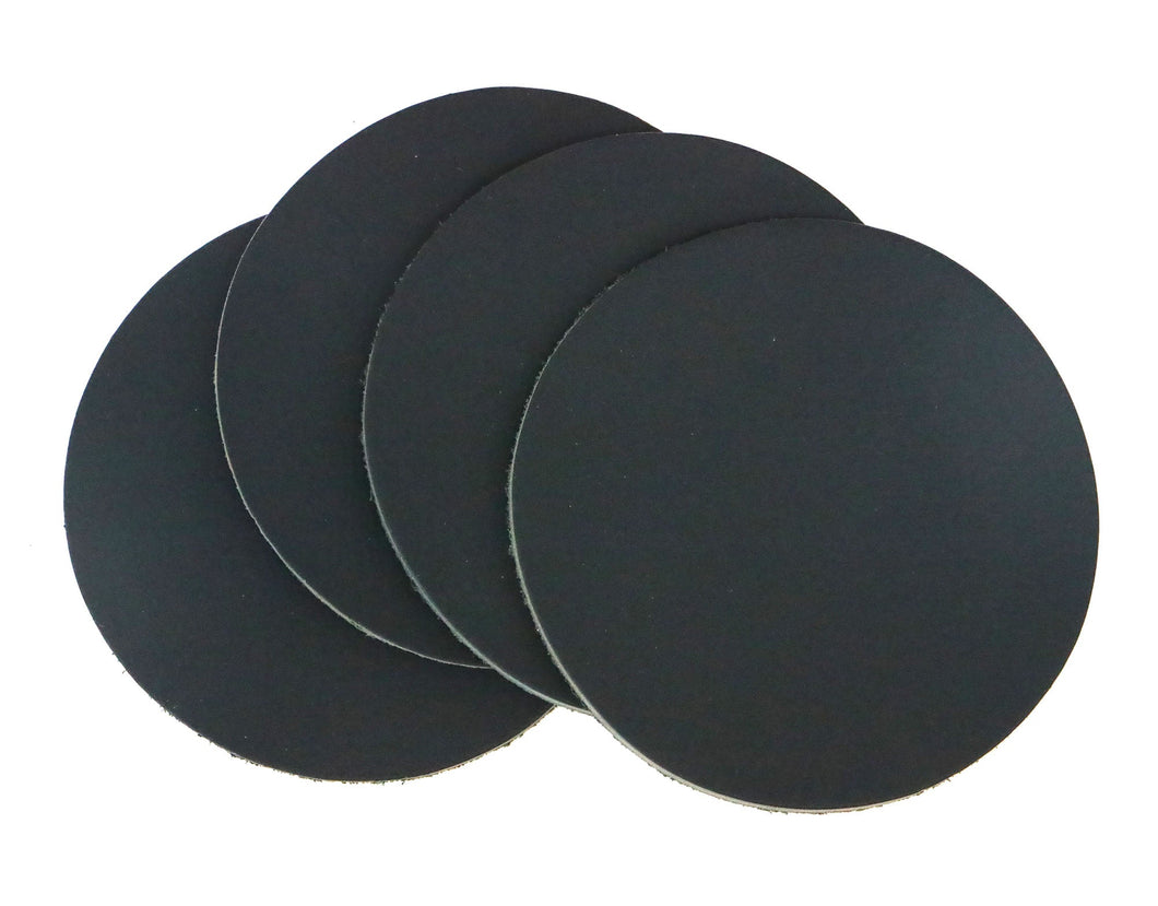 Black West Tan Water Buffalo Leather, Round Coaster Shapes, 4